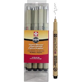 SAKURA Pigma Micron Fineliner Pens - Archival Black Ink Pens - Pens for Writing, Drawing, or Journaling - Assorted Point Sizes - 16 Pack
