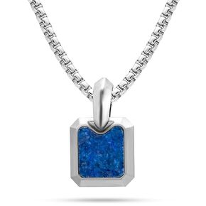 RTZN® Lapis Lazuli Necklace for Men – Premium Handcrafted Lapis Lazuli Pendant Necklaces - Blue Lapis Pendant Necklace Dog Tag with Stainless Steel Chain 22" Inch + 2" Extension