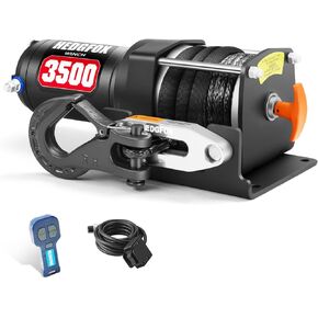 HEDGFOX 3500lb Load Capacity Electric Winch kit Synthetic Rope with Hawse Fairlead Waterproof IP65 with Wireless Remote for 4X4 Side by Side 4 Wheeler ATV UTV Rescue Recovery