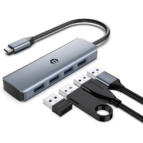 USB C Hub, Tymyp 4 Port USB 3.2 Hub, USB C Splitter Multiport Adapter 10Gbps Data Hub with 50 cm Extended for Mac Air/Pro, iMac, iPad Pro, Dell, HP, Surface and Other USB C Devices