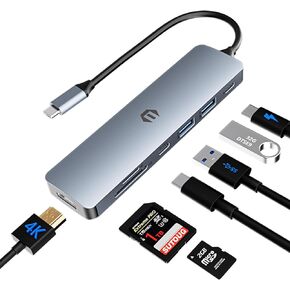 USB C Hub, TOTU USB C Docking Station 7 in 1 USB Hub Multiport Adapter HDMI, 100W PD, 2 USB 3.0, USB C 3.0, SD/TF Dock for USB C Laptops and Other Type C Devices