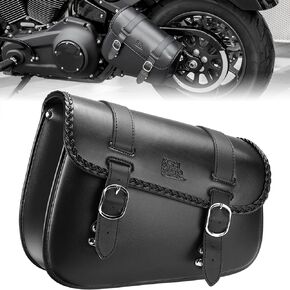 KEMIMOTO Motorcycle Swingarm Bag, Left Side Bags Swing Arm Bags with Synthetic Leather Compatible with Softail Sportster S Models Dyna Low Rider Fat Bob 6L