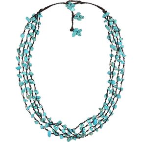 AeraVida Handmade Simulated Turquoise Beauty Strand Necklace | Elegant Handmade Jewelry for Women | Handmade Simulated Turquoise Necklace | Vintage Gifts for Women | Statement Necklace | Boho Jewelry