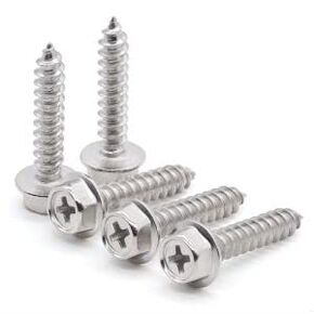 Glvaner (80 pcs) M4 x 12mm Flanged Hexagon Head Phillips Drive Self Tapping Screws 304 Stainless Steel 18-8 Wood Screws Sheet Metal Screws Full Thread Coverage