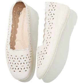 Shupua Flats for Women Dressy Comfortable Women's Ballet Flats Shoes Casual Black Flats Round Toe Womens Slip on Shoes PU Leather Flats Summer with Diamond Eyelets