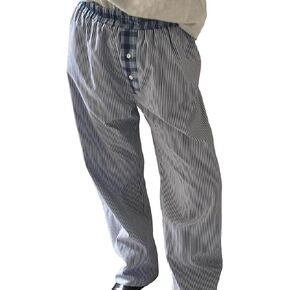 Women Y2k Striped Pants Elastic High Waist Wide Leg Pants Loose Lounge Bottoms Sweatpants Streetwear