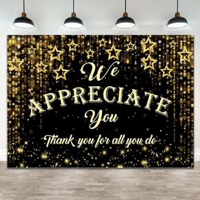 Wollmix Teacher Nurses Week Appreciation Thank You Decorations Banner Backdrops Gifts Staff Employees CNA Week We Appreciate You Thank You for All You Do Photography Background Black Photo Booth 7x5ft