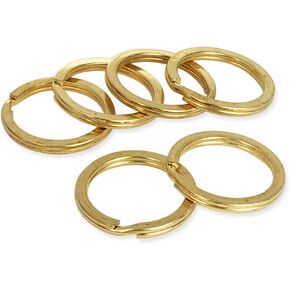 12 Pieces Wholesale Solid Brass Flat Split Key Ring Chain Hook Hardware (25mm)
