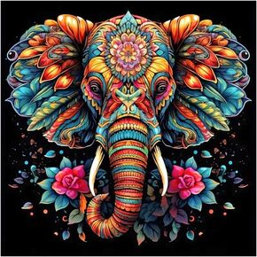 SJUTOUCI Diamond Painting Kits for Adults, Colorful Elephant Diamond Art Kits for Beginner 5D DIY Diamond Dots Bead Art, Full Round Drill Gem Art Craft Wall Decor Gift 12x12 inch