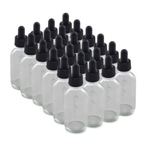The Bottle Depot - 24 Pack - 2 oz Glass Bottle with Dropper - Clear Amber - 20-400 Neck Finish - Boston Round Bottles - UV Rays Protection
