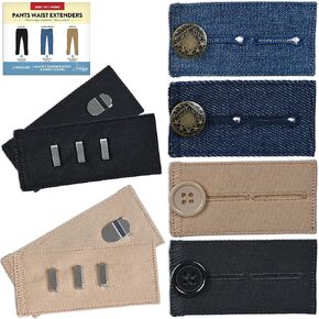 Button Extender for Pants Waist Extenders for Pants for Men and Women (6-Piece Multiple Styles) Adjustable Jeans Button Extender – Black Metal Hook Pants Khaki Waistband Expander by Wardrobe Hackers