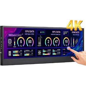 14'' 4K UHD IPS 3840x1100 Stretched Bar Touch Screen Display Monitor for Laptop Computer PC Speed Temperature Windows Aida64 CPU GPU HDMI Secondary Monitor for Music Media Timeline Editing