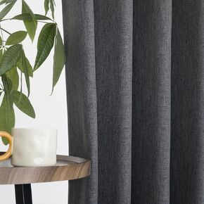 UHITECH Curtains for Bedroom Black Out Linen Blackout Curtains/Drapes for Living Room 108 Inches Long Grommets Thermal Insulated Room Darking Curtains(52" W x 108" L, Black Grey, 2 Panels)