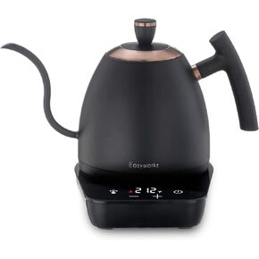 Easyworkz Electric Gooseneck Pour Over Coffee Kettle, Stainless Steel Hand Drip Tea Pot 27 Ounce Temperature Control 1200W Quick Heating