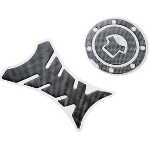 Mtsooning 2PCS Motorcycle Gas Sticker Protectors,3.94 x 1.97 x 3.94 inches Fishbone Pattern Universal Tank Pad,10.5cm Circular Carbon Fuel Tank Decal