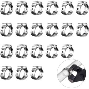 Hose Clamp, 20PCS Stainless Steel Adjustable 11-12mm Single Ear Hose Clamps Worm Gear Fuel Line Clamp