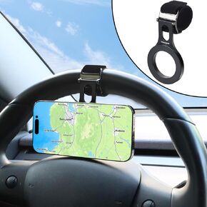 Magnetic Phone Holder for Car, Steering Wheel Phone Holder [Strong Magnet & Alloy], Steering Wheel Phone Mount for MagSafe Car Holder, Work on All Phones iPhone Samsung(Magnetic Ring Included)