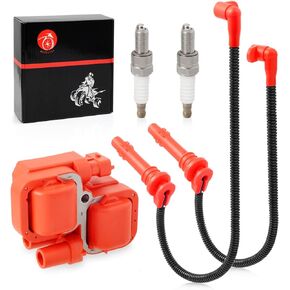Moto1988 Ignition coil & Spark plug & Wire Cap for Polaris RZR XP 4 900 2011 2012 2013 2014 4012990 4012991 4010425