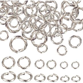 Beebeecraft 90Pcs 6/8/10mm Twisted Jump Rings Stainless Steel Colorful Rose Gold Silver Open Single Loop Small Circle Frames Key Chain Links Connector Rings for Jewelry Making