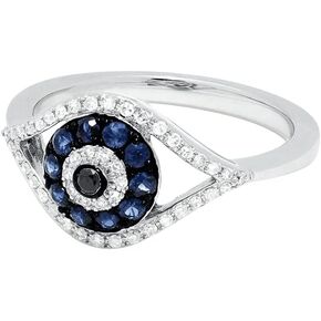 925 Sterling Silver Crystal Clear & Blue CZ's Evil Eye Rings for Women Cubic Zirconia Sapphire Ring Female Ring with an Eye Jewelry Gifts ST.065