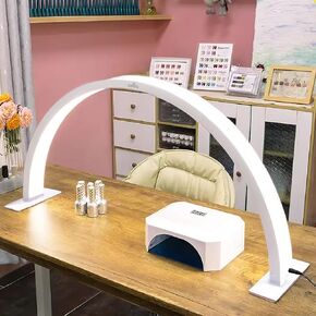 Half-Moon Nail Desk Lamp for Professionals, 3360 Lumen Led Light for Nails, Perfect Led Manicure Desk Lamp | Tattoo Light | Lash Tech Light | Manicure Light Led (White) (Button Control)