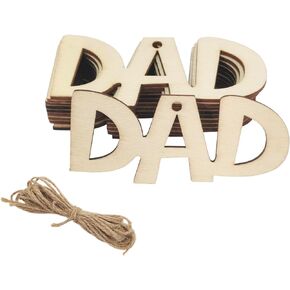 30 Pack 3 Inch Father's Day Wood DAD Crafts Unfinished Wood DAD Cutouts Crafts Wooden Ornaments DIY Gift Tags for Happy Father's Day Daddy's Birthday Party Decorations