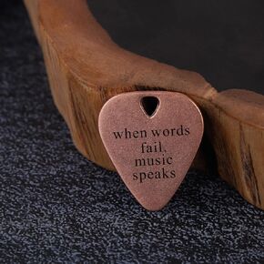 Guitar Pick Engraved Musician Gift Custom Boyfriend Girlfriend Accessories Gift For Dad When words fail Music Speak (Copper When Words Fail Music Speaks)
