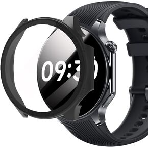 Compatible for OnePlus Watch 2 Case, Lamshaw Hard PC Case with Screen Protector Compatible for OnePlus Watch 2 Smartwatch (2 Pack-Black+Clear)