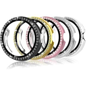 Simpeak 5-Pack Bling Screen Protector Case Compatible with Google Pixel Watch 2 / Pixel Watch 1 Smartwatch, Full Protection, Hard PC, Rose Pink/Clear/Silver/Black/Gold