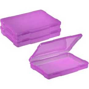 PATIKIL 5x7 Photo Storage Box, 2 Pack Photo Boxes Storage Photo Organizer Cases Storage Container Picture Boxes Plastic for 5x7 Pictures Sticker Scrapbook Craft Keeper, Blue