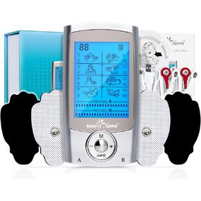 Easy@Home Rechargeable TENS Unit + EMS Muscle Stimulator, 2 Independent Channels, 20 Intensity Levels, 8 Massage Types+16 Modes, 510K Cleared FSA Eligible Handheld Electronic Pulse Massager, EHE029G-B