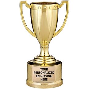 Gold Trophy Cup, 5 1/2" Shiny Gold Award Trophy Cups, Great for Custom Trophy Keepsake, Free Engraving Prime