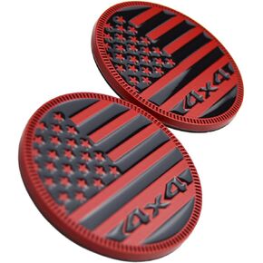 4x4 Off-Road Round Emblem Decal USA US Flag Badge for Jeep Wrangler Grand Cherokee Liberty Trail Rated Pickup Exterior Door Panel Fender Bumper Guard Trunk Tailgate Window Support US Military