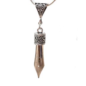 Pen Nib Necklace Pendant in Silver colour in gift Velvet Pouch with 18 inches silver plated chain (Silver)