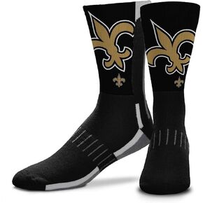 For Bare Feet NFL Adult Curve Socks - Game Day Apparel - Machine Washable - Warm & Cold Weather - Comfort and Style for Men &Women (New Orleans Saints - Multicolor, Adult Medium)
