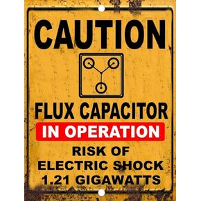 ZMKDLL Vintage Back to The Future Flux Capacitor 1.21 Gigawatt Caution Tin Metal Sign, 8X12 in