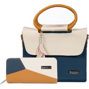 Borzelli. Fashion Purse and wallet Set for women made in Vegan Leather. 2 Pcs. Both include bag strap.