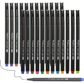 Fineliner Pens, Set of 24 Fineliners, 0.4 mm Tips Fine Point Markers, Assorted Art Pens, Water-Based Fine Tip Markers for Drawing, Sketching, Journaling and Calligraphy.
