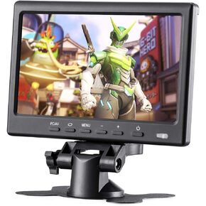 BOLEVIC 7inch HD LCD Monitor, IPS 1024X600 Resolution Screen, Car Rearview Cameras Monitor with HDMI VGA, 2 Video Input for Backup Camera for Car DVD VCR PC Laptop Raspberry Pi