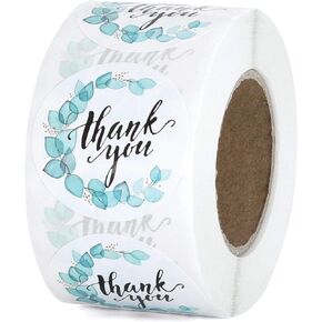 بكرة ملصقات شكرًا لك - ملصقات شكرًا لك باللون الأزرق مقاس 1.5 بوصة، لفافة رائعة بنمط فيروزي أخضر، 500 ملصق في كل لفة، ملصقات شكرًا لك على حقائب هدايا الأعمال ومغلفات وملصقات المجلات in Kuwait