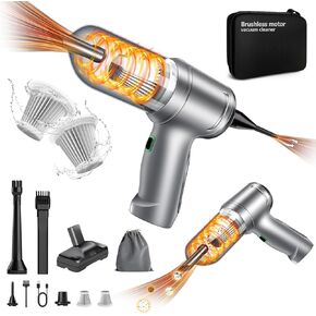 ILADYS Car Vacuum Cleaner Portable Cordless, 15000PA Handheld Vacuum with High Power Brushless Motor, USB C Fast Charging, 4 in 1 Rechargeable Mini Air Blower Inflator Pump Vacuum for Car,Home,Office