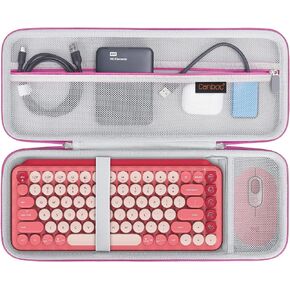 Canboc Hard Carrying Case for Logitech POP Keys Mechanical Wireless Keyboard and POP Wireless Mouse, Mesh Pocket fits Cables, USB Receiver, Spare Keycaps and More Accessories, Black