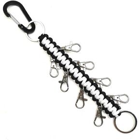 1 Pack Cheer Bows Holder, Paracord Cheer Bows Holder Paracord Keychain for Teen Girls Cheerleader Sports (Black and white)