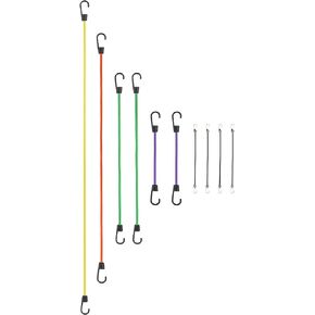 حبل بنجي قابل للتعديل من SmartStraps، ألوان متنوعة، 10 عبوات - تتضمن اثنين مقاس 12 بوصة، واثنتان مقاس 24 بوصة، وواحدة مقاس 36 بوصة، وواحدة مقاس 48 بوصة، وأربعة حبال بنجي صغيرة - مثالية لتأمين الأمتعة وعلب الغاز ومبردات المركبات in Kuwait