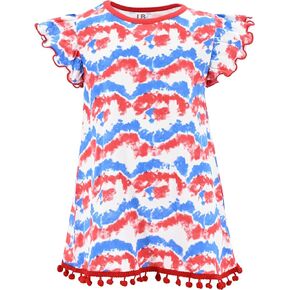 Unique Baby Girls Patriotic Tie Dye 4th of July Fringe Dress