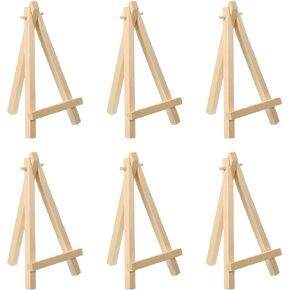 PATIKIL 5.9" Mini Wooden Easel Stand, 12 Pack Table Use Adjustable Triangle Holder for Displaying Photos, Card, Canvases, Wedding, Wood Color