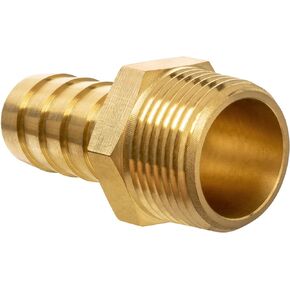 JUWO 5/8" Barb x 3/4" NPT Male Pipe, Brass Hose Barb Fitting for Air, Gas, Fuel, Oil (1-Pack)