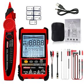 Handheld Portable 2in1 Network Cable Tester Multimeter LCD Display with Backlight Analogs Digital Search POE Test Cable Pairing Sensitivity Adjustable Network Cable Multifunctional Cable Tester