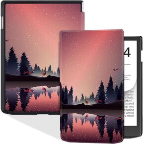 BOZHUORUI Slim Case for All-New 7.8" Pocketbook Inkpad 4/Inkpad Color 2/InkPad Color 3 eReader (2023 Released) - Premium PU Leather Protective Cover with Auto Sleep/Wake (Deep Grey)