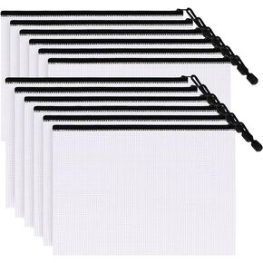 12pcs B4 Zip Wallets, B4 Plastic Mesh Zipper Pouches,Clear B4 Zip Lock Document Folder File Folder